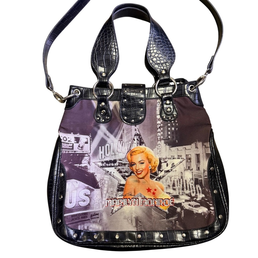 Vintage Marilyn Monroe Hollywood Rhinestone Faux Croc Handbag Shoulder Bag Y2K